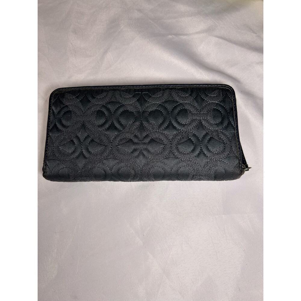 Coach Dark Gray Quilted Zip Around Accordion Wallet - Picture 2 of 6